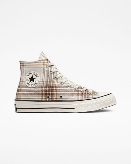 Women's Converse Chuck 70 Tartan High Top Shoes Beige / Black | AU 8360EE